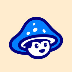 Simple mushroom cartoon characters, mascot flat design style