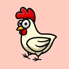 Roaster chicken cartoon mascot, flat design style