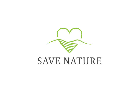 Save nature logo design mountain hill icon symbol