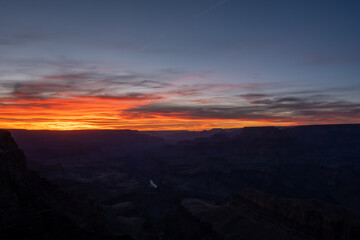 Orange Sunset Colors Lighting Up the Sky Over the Grand Canyon