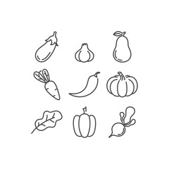 a set of vegetable icons on a white background