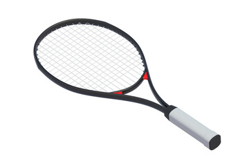 Professional tennis racquet isolated on white background. Sports equipments. 3d render