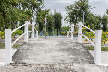 Crossing bridge in the park. The park for relaxation and exercise.