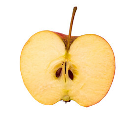 Połowa jabłka na przezroczystym tle, pestki - obrazy, fototapety, plakaty