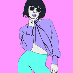 Fashion minimal illustration. Stylish Party Girl. 