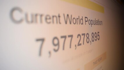 World population count. Today counting. Live changing. Computer screen shot.
Shot of a computer monitor screen displaying live statistics on number of alive people on Earth. - Powered by Adobe