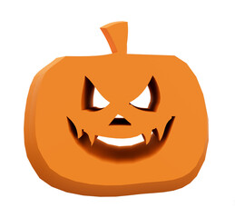 3d illustration of Halloween pumpkin front view, Halloween background design element