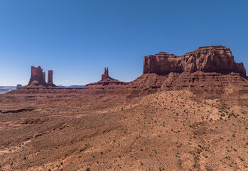 Castle Rock, King on the Throne and Saddleback Mesa in Monument Valley