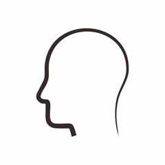Line art vector image of human head for icon or graphic illustration. Underline brushes.