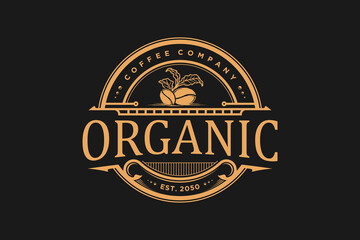 Coffee logo for cafe resto and product label food drink coffee seed farm vintage old style emblem