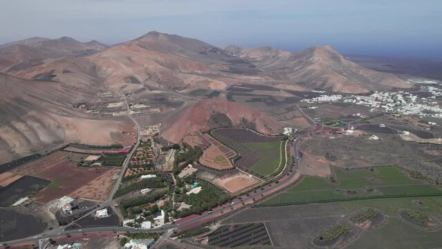 Aerial of La Geria, Uga and Yaiza, Lanzarote