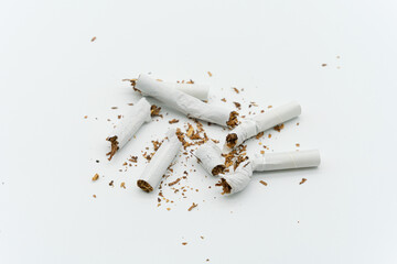 No smoking concept with cigarette and human hand