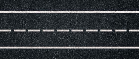 asphalt
road with white lines. Dark gray textured surface.  Banner design