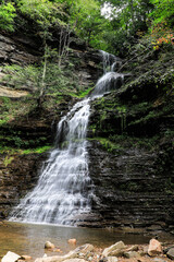 Fototapeta na wymiar Water flowing over falls in West Virginia. 