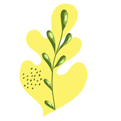 Abstract outline leaves. Isolated.