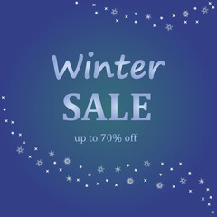 The banner winter sale with snowflakes and stars. Vector illustration