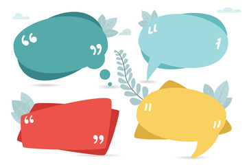 Color speech bubble. Message quote speech for communication, shape of bubble to talk. Vector illustration.