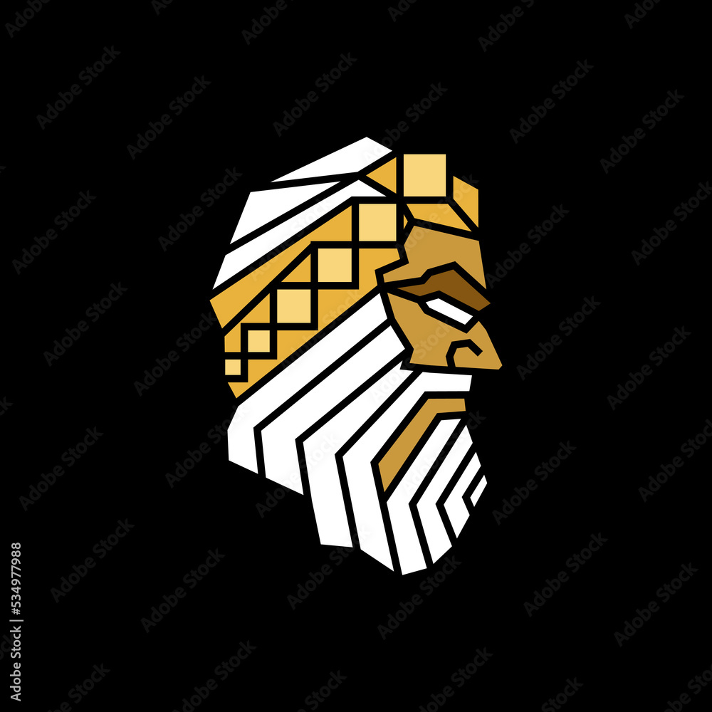 Poster the god logo. mythology geometric logo design vector illustration