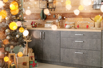 Beautifully decorated kitchen on Christmas eve