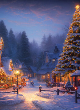 Weihnachts Dorf im Winter romantische Stimmung festlich