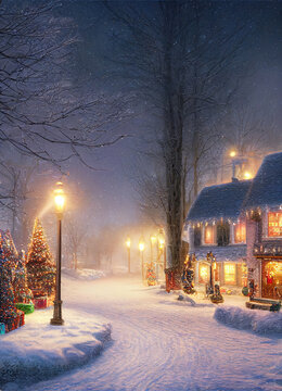 Weihnachts Dorf im Winter romantische Stimmung festlich