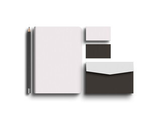 Diary with envelope stationery mockup