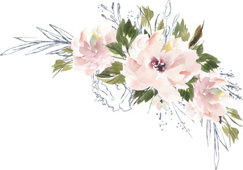 Blush flowers bouquets graceful bright flowers peonies roses berries