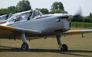 DeHavilland Chipmunk, vintage single engine twin seat pilot training aircraft.