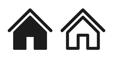 House icon, home sign, real estate, flat style house in outline and line design – stock vector