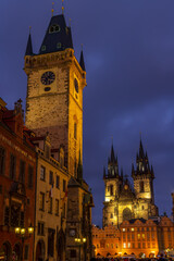 Fototapeta premium Old Town Square at night, Prague, Czech Republic