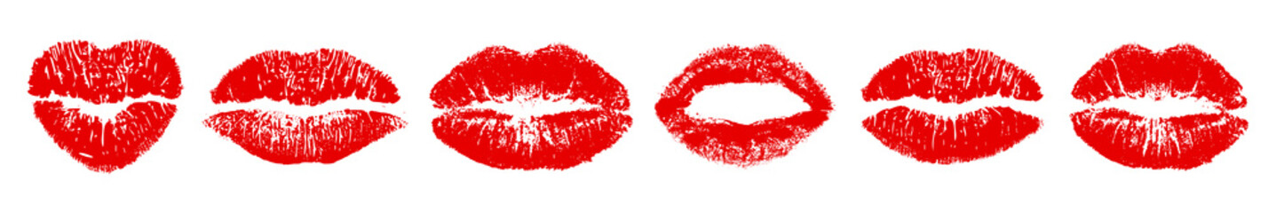 Set different imprint kiss lips – vector - obrazy, fototapety, plakaty