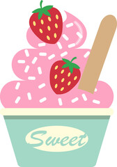 Colorful cute food dessert strawberry ice cream