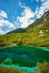 blue bottom at a depth of Lago di Cornino, Italy