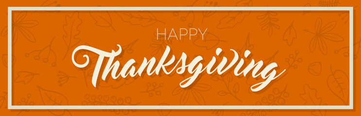 happy thanksgiving hand lettering autumn leaves calligraphy text greeting card