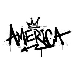 Graffiti spray paint Word America Isolated Vector