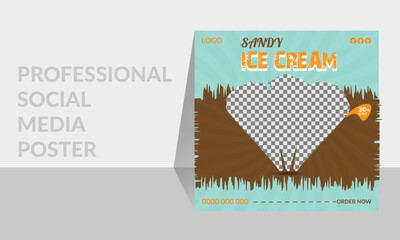 cyan social media Ice cream design with vector and editable format cool ice cream design unique poster