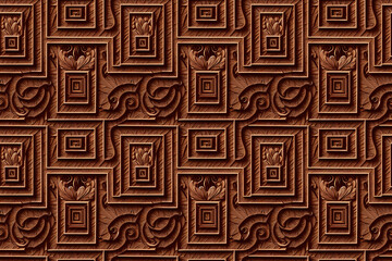 Seamless realistic nice wood texture. Simple wood carving pattern. Seamless repeat pattern for wallpaper, fabric and paper packaging, curtains, duvet covers, pillows, digital print. 3d illustration