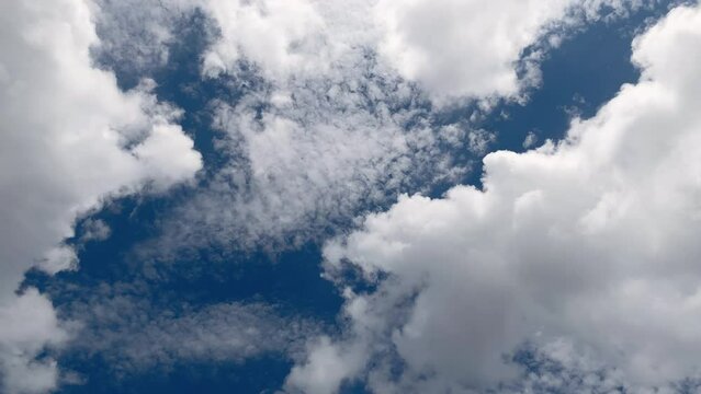 白い雲が流れる青空を見上げる　積雲　高積雲　クラウドスケープ　cloudscape　タイムラプス　日本
