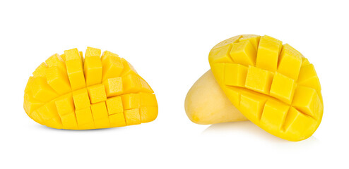 Yellow mango fruit isolated on white background