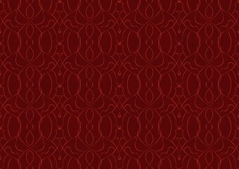 Hand-drawn unique abstract symmetrical seamless ornament. Bright red on a deep red background. Paper texture. Digital artwork, A4. (pattern: p08-1c)