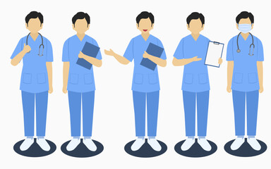 Set of male nurse character