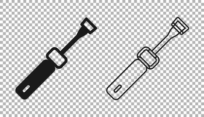 Black Screwdriver icon isolated on transparent background. Service tool symbol. Vector