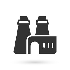 Obraz premium Grey Factory production icon isolated on white background. Industrial building. Vector