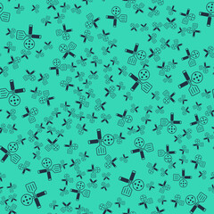 Fototapeta premium Black Spatula icon isolated seamless pattern on green background. Kitchen spatula icon. BBQ spatula sign. Barbecue and grill tool. Vector