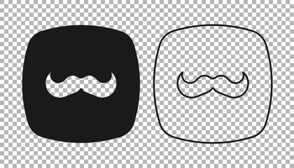 Black Mustache icon isolated on transparent background. Barbershop symbol. Facial hair style. Vector