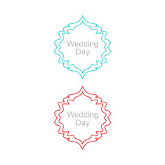 Wedding Day Ornamental Labels Set isolated On White