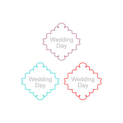 Wedding Day Ornamental Labels Set isolated On White