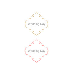 Wedding Day Ornamental Labels Set isolated On White
