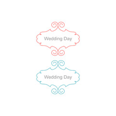 Wedding Day Ornamental Labels Set isolated On White