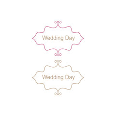 Wedding Day Ornamental Labels Set isolated On White